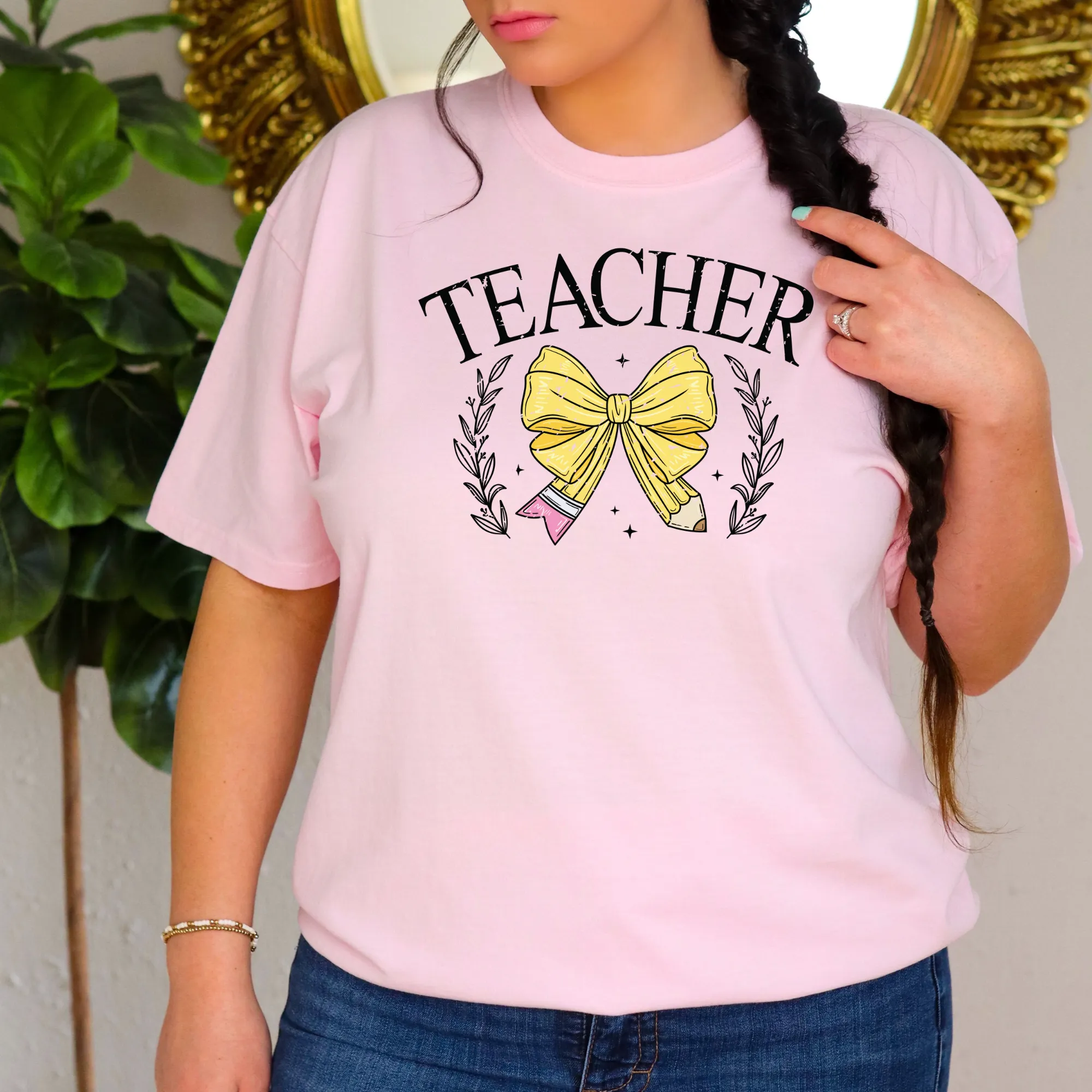 Teacher Yellow Pencil Coquette Shirt