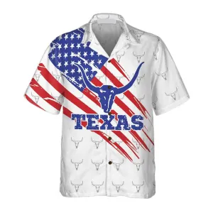 Texas Flag Longhorn Pattern Hawaiian Shirt, Unique Texas Shirt, Gift For Texas Lovers