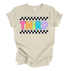 Third Grade Retro Rainbow Tee