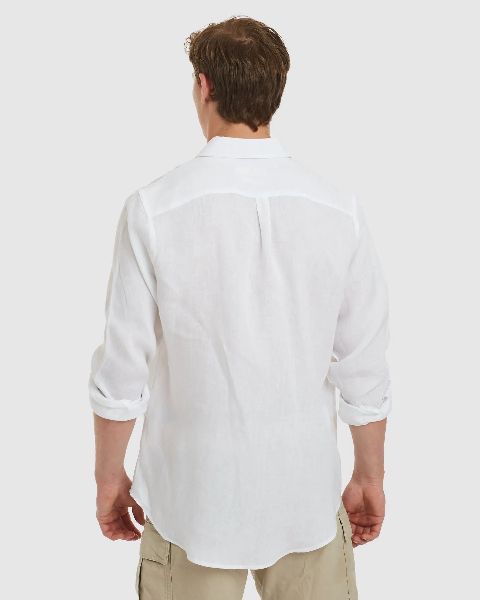 Tulum-Casual White Linen Shirt Long Sleeve