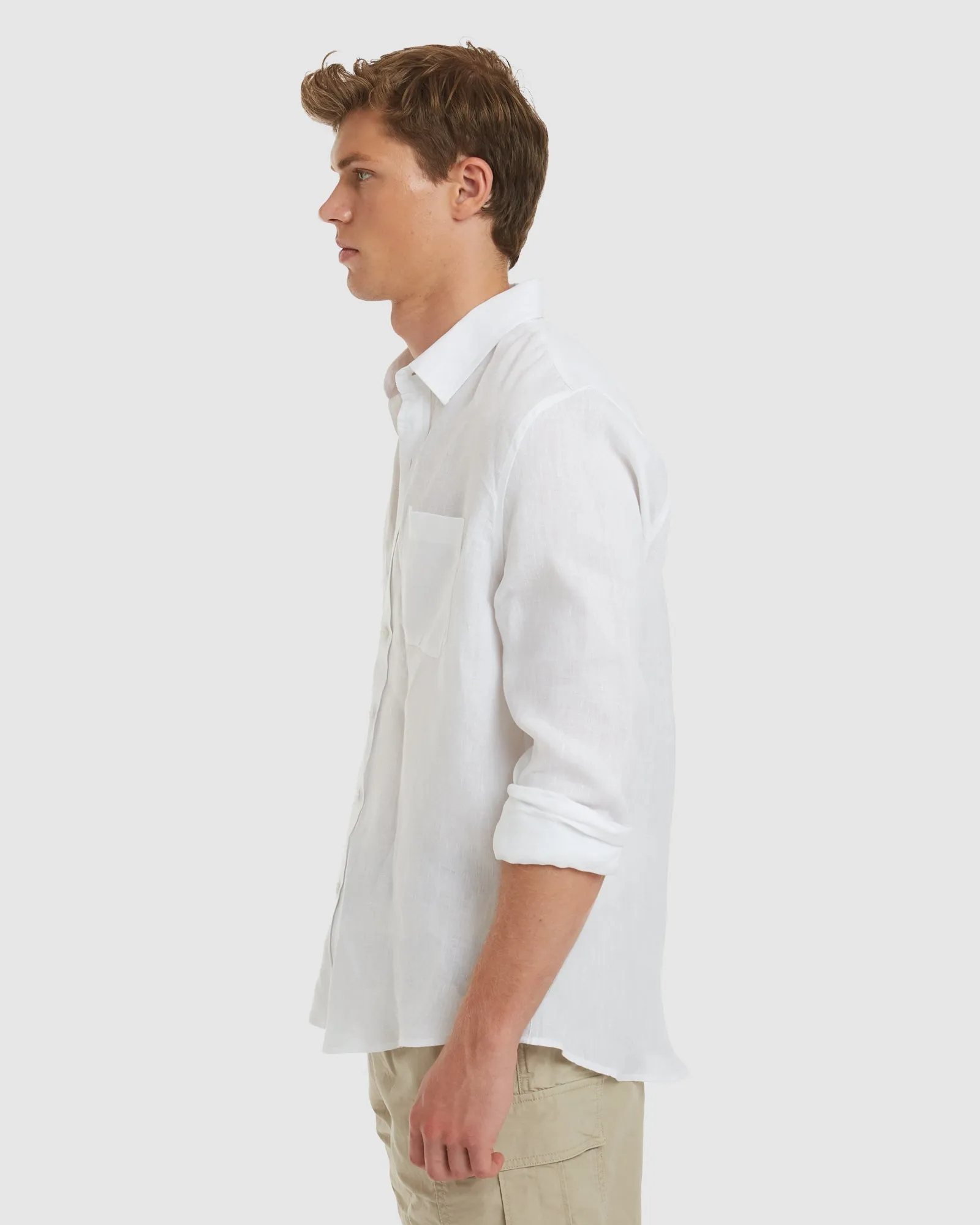 Tulum-Casual White Linen Shirt Long Sleeve