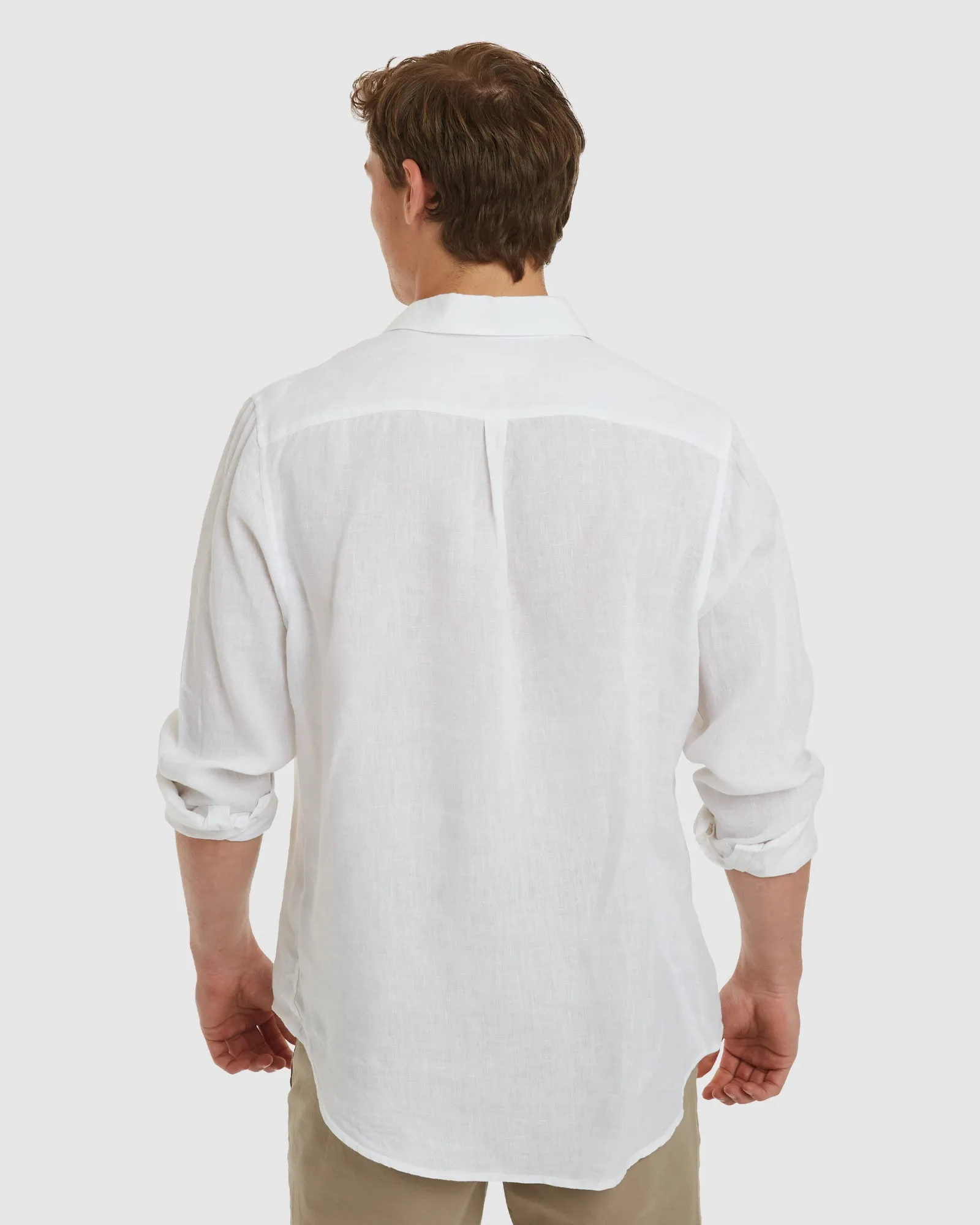 Tulum-Casual White Linen Shirt Long Sleeve