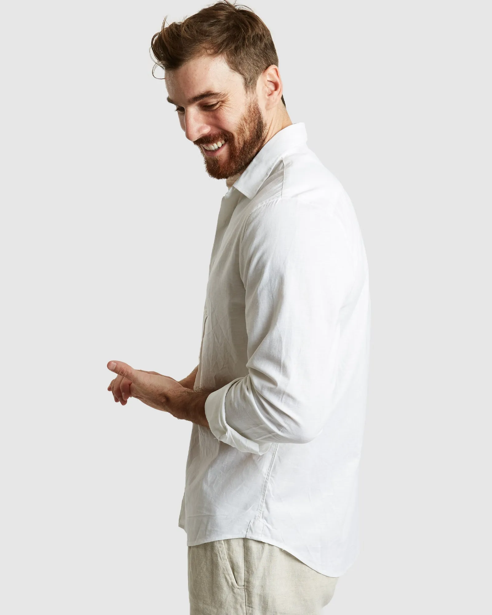 Tulum-Casual White Linen Shirt Long Sleeve