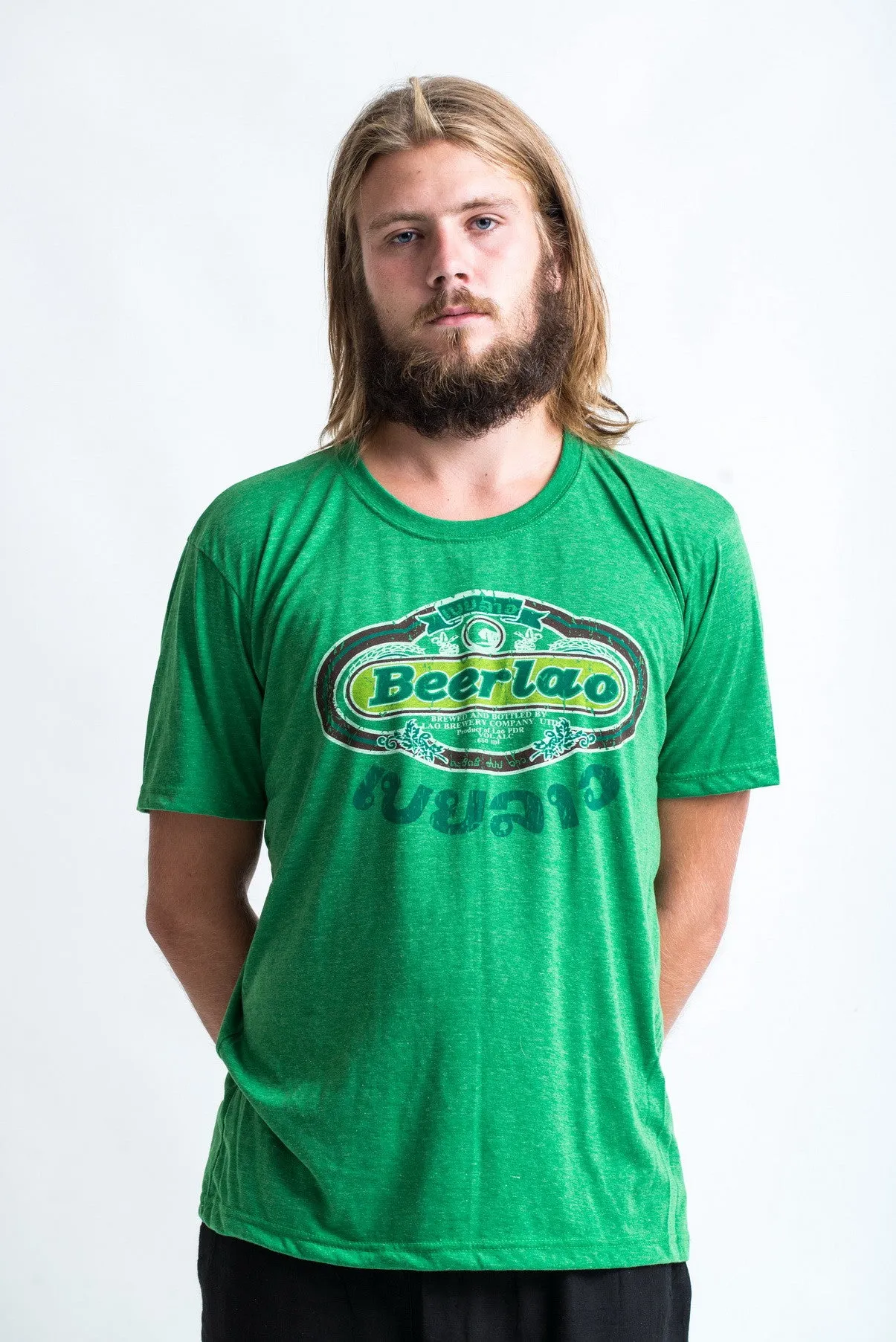 Vintage Style Beerlao Beer T-Shirt in Green