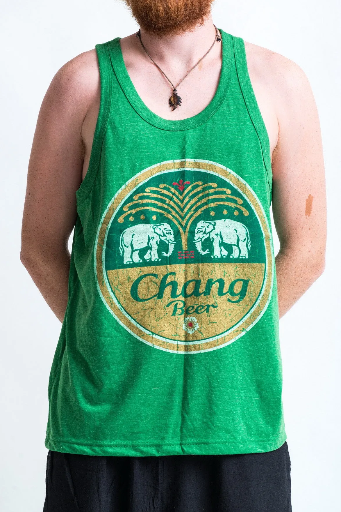 Vintage Style Chang Beer Tank Top in Green