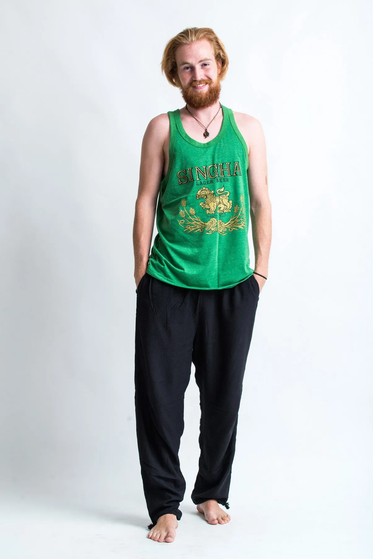 Vintage Style Singha Beer Tank Top in Green