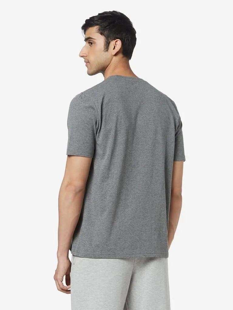 WES Lounge Grey Relaxed-Fit Typographic T-Shirt