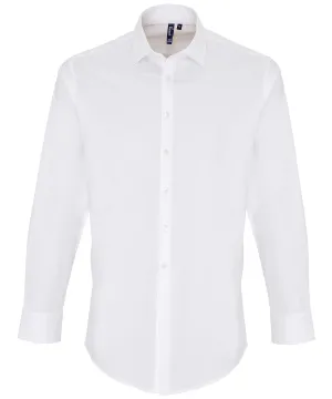 White - Stretch fit cotton poplin long sleeve shirt