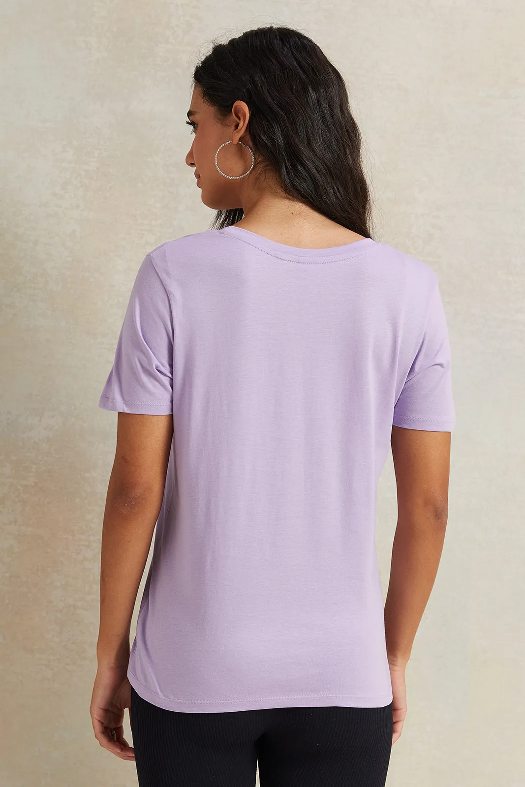 Women Lilac Snoopy Printed T-Shirt