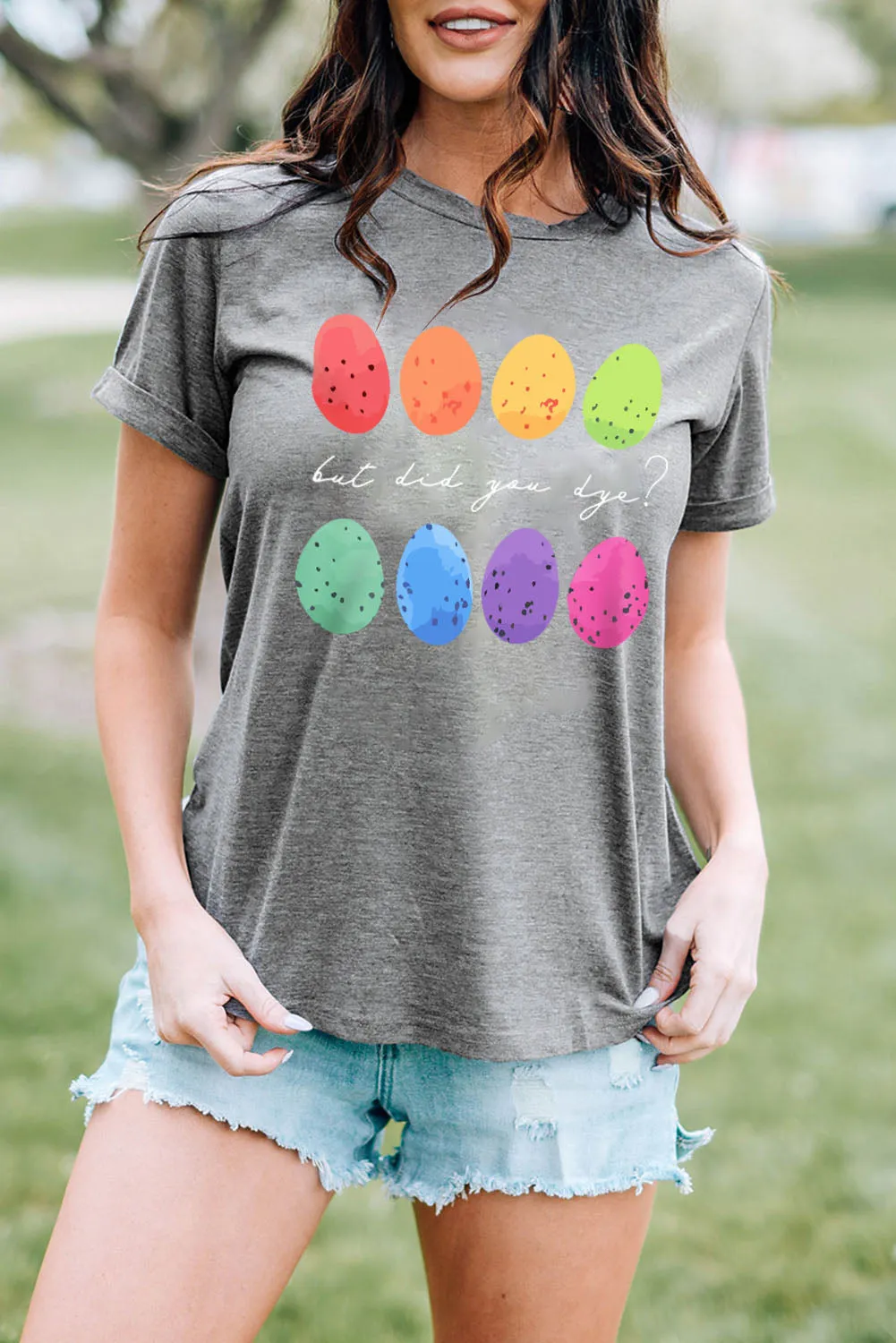 Women's Easter Eggs Print Casual Crew Neck